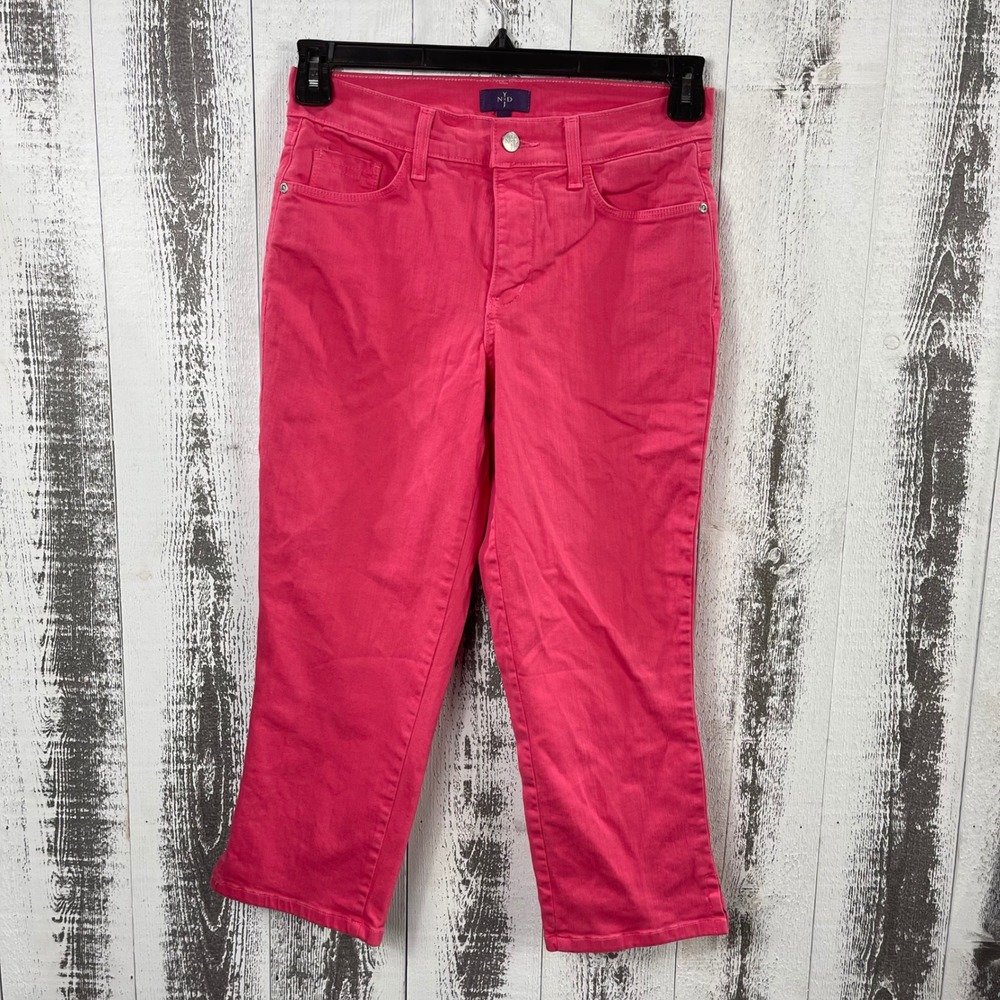 NYDJ Crop Pants Women 0 Lift Tuck Capri Pink